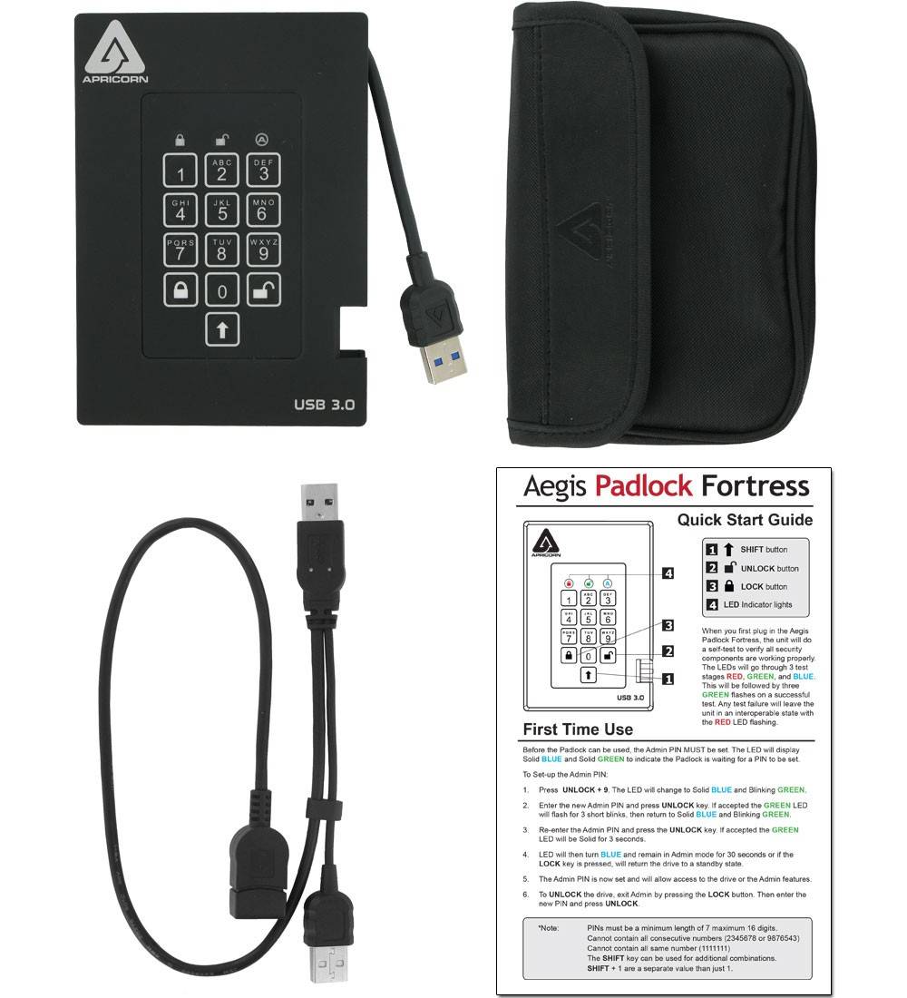 Apricorn Aegis Hangslot Fortress - Harde schijf - Gecodeerd - 1 TB - Extern (draagbaar)-4