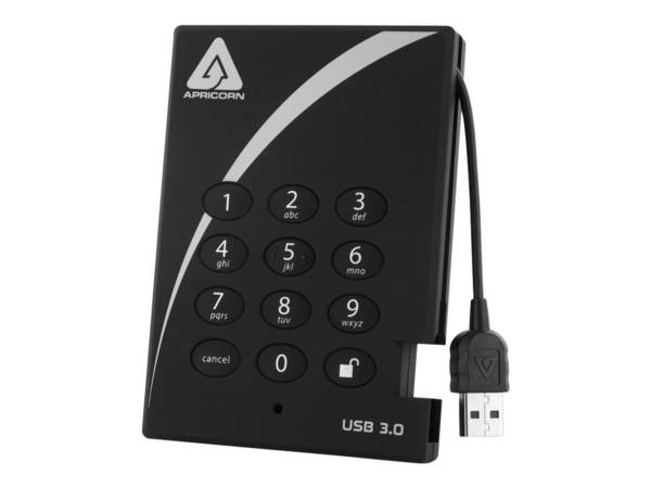 Apricorn 2TB, 5Gbps, 8MB buffer, 5400 RPM, USB 3.0