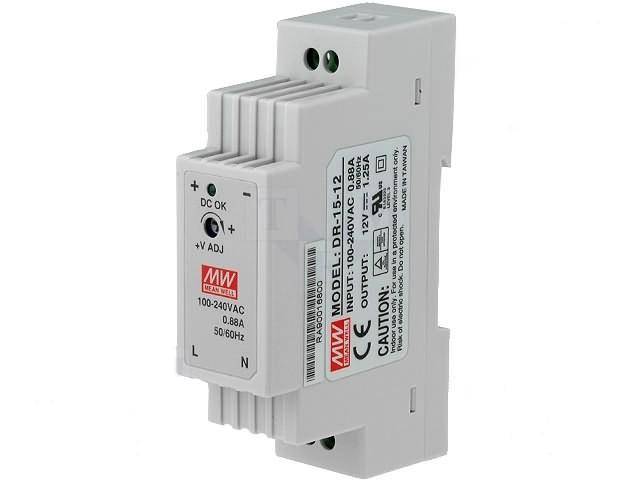 MEAN WELL DR-15-12 DIN-rail netvoeding 12 V/DC 1.25 A 15 W Aantal uitgangen:1 x Inhoud 1 stuk(s)-5