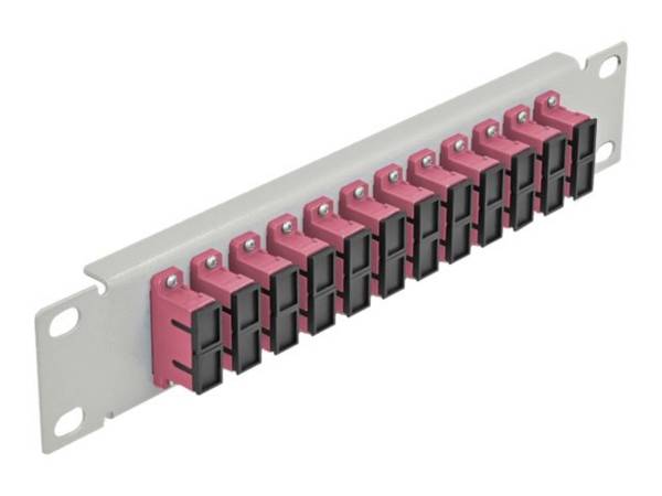 Delock 10″ Fiber Optic Patch Panel 12 Port SC Duplex violet 1U grey