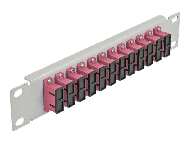 Delock 10″ Fiber Optic Patch Panel 12 Port SC Duplex violet 1U grey-0
