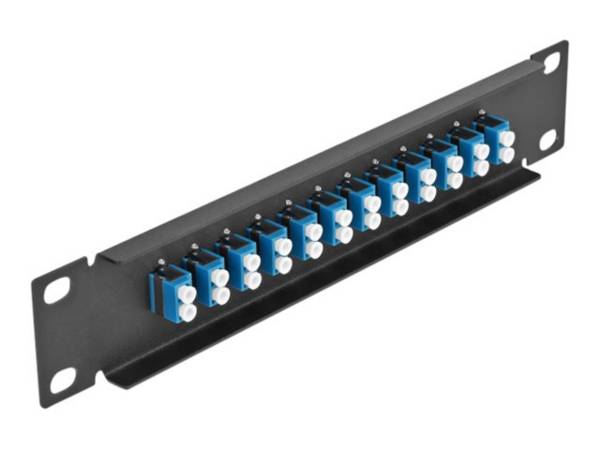 Delock 10″ Fiber Optic Patch Panel 12 Port LC Duplex blue 1U black