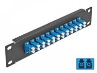 Delock 10″ Fiber Optic Patch Panel 12 Port LC Duplex blue 1U black-1