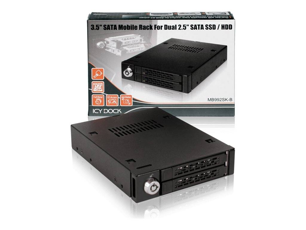 Backplane IcyDock 2x6,3cm SATAI-III in 1x3,5" HDD/SSD zwart-5
