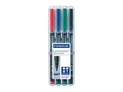 STAEDTLER foliepen Lumocolor B permanent 4 stuks