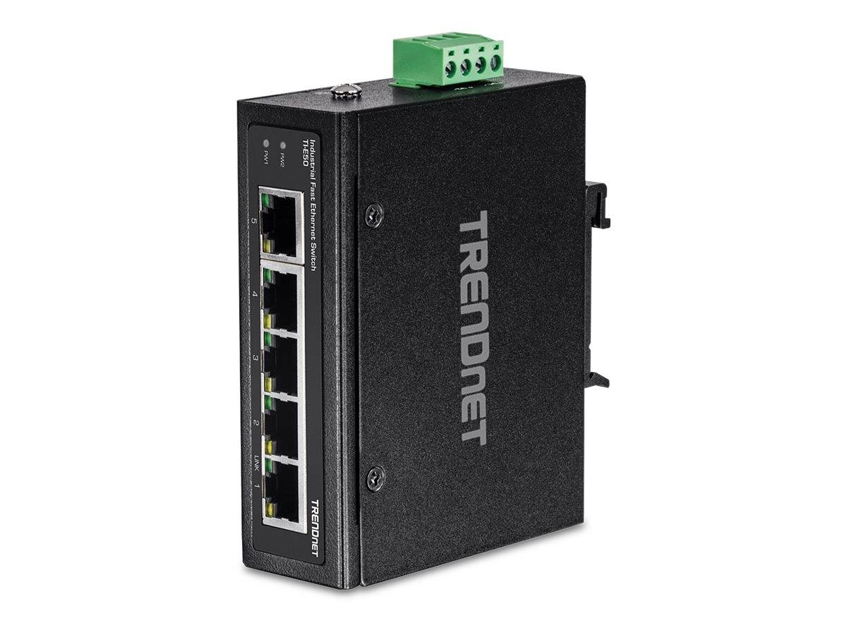 TRENDnet TI-E50 Industriële Fast Ethernet DIN-railschakelaar 5-poorts-4