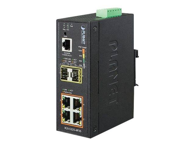 PLANET Industriële L2+ 4-poorts 1000T 802.3at PoE + 2-poorts SFP-0