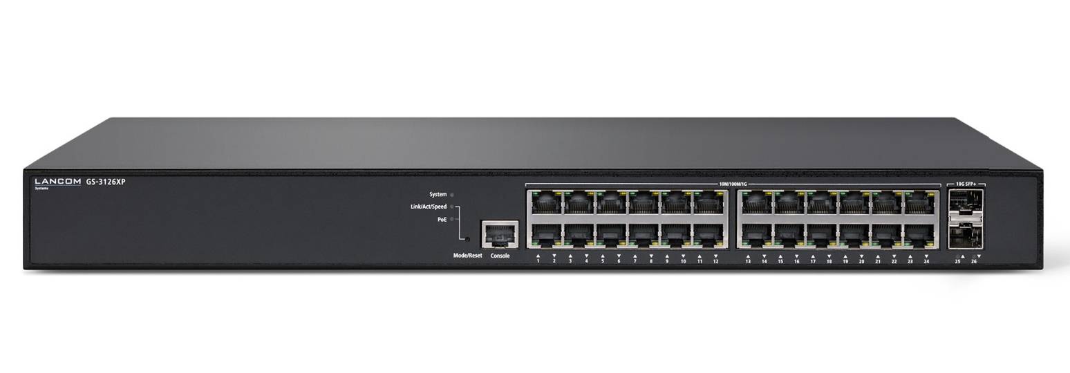 LANCOM GS-3126XP L3-Lite PoE-switch 24x 1G RJ45+2x 10G SFP+-2