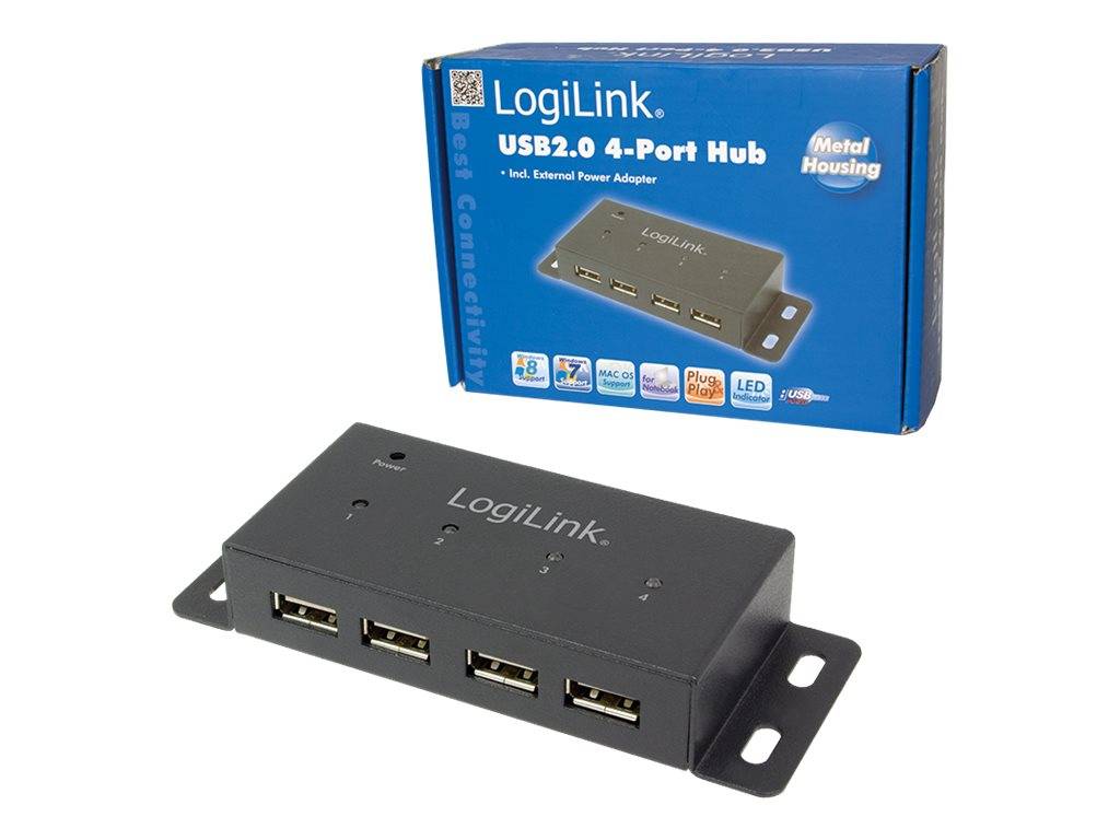 USB2.0 HUB 4-poorts actief met voeding Zwart-0