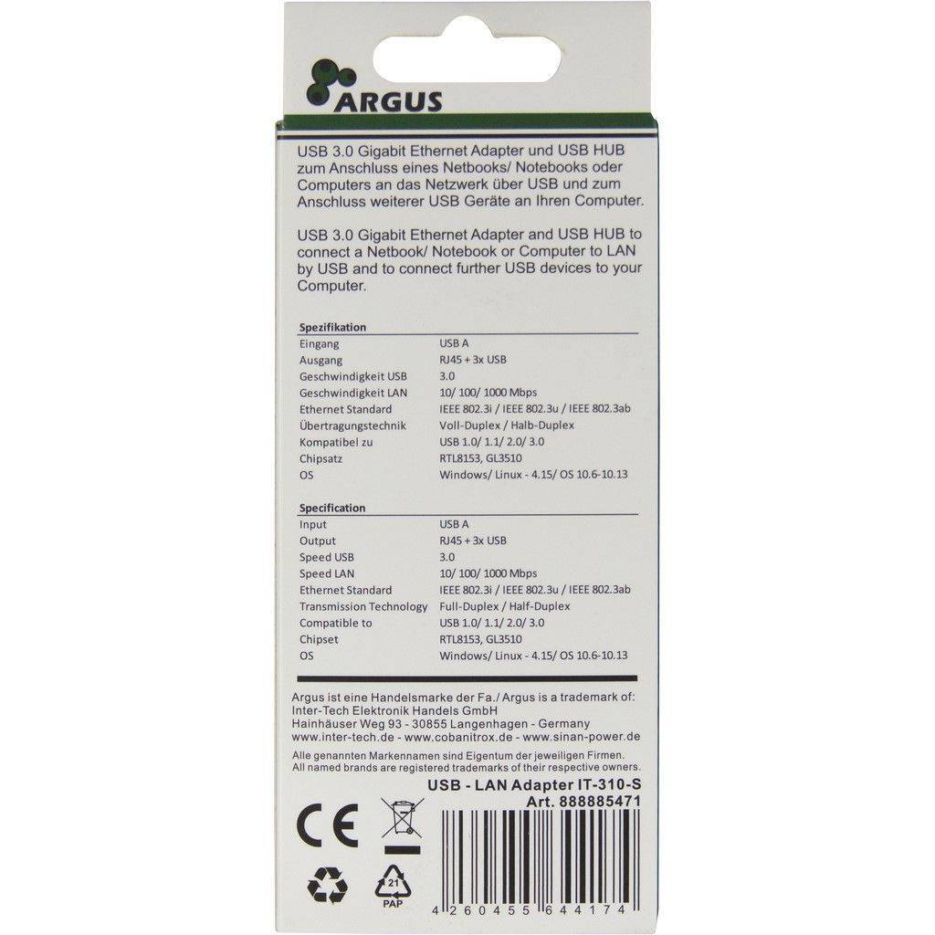 Inter-Tech LAN-adapter Argus IT-310-S USB-A Gigabit Ethernet-7