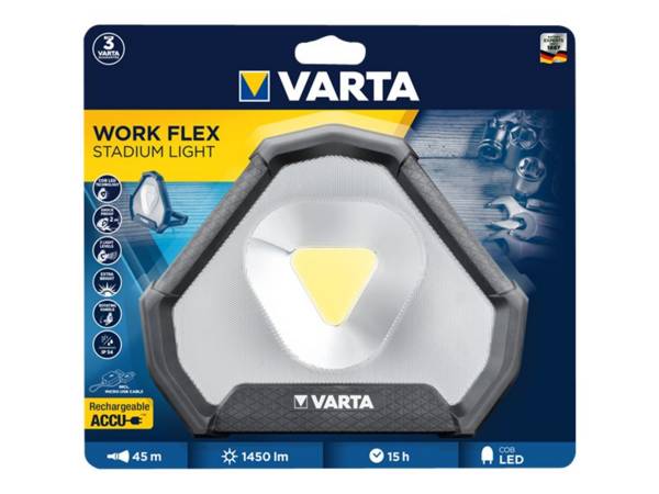 Varta 18647101401 Work Flex Stadium Light LED Werklamp  werkt op een accu 12 W 1450 lm