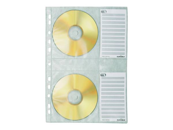 DURABLE 4 CD/DVD-doosje A4 met beschermvlies, verpakking van 5, transp