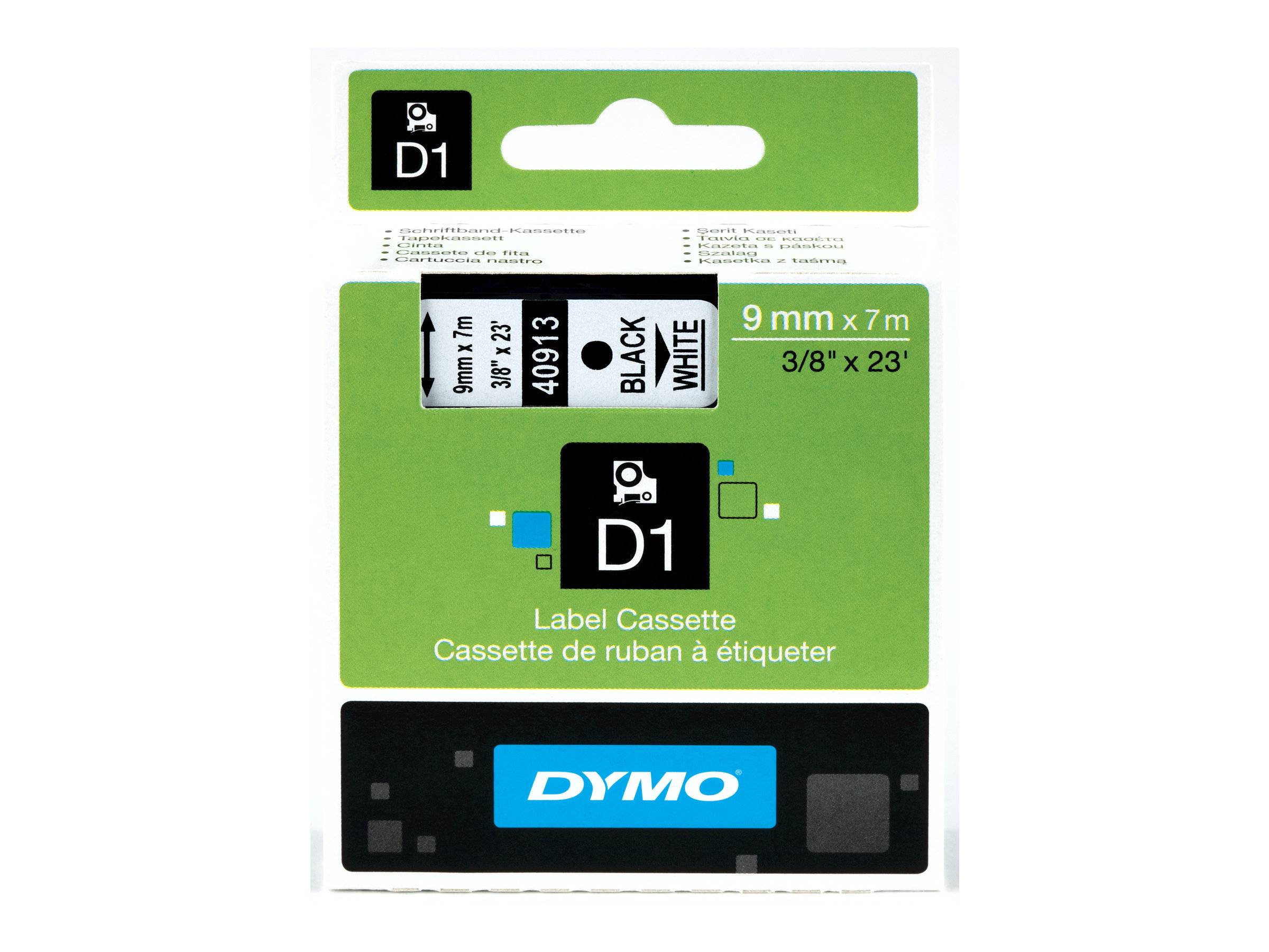 DYMO DYMO.40913 Tape; 9mm; 7m; wit; voor printer; Kleur van het teken: zwart - 1 rol-0