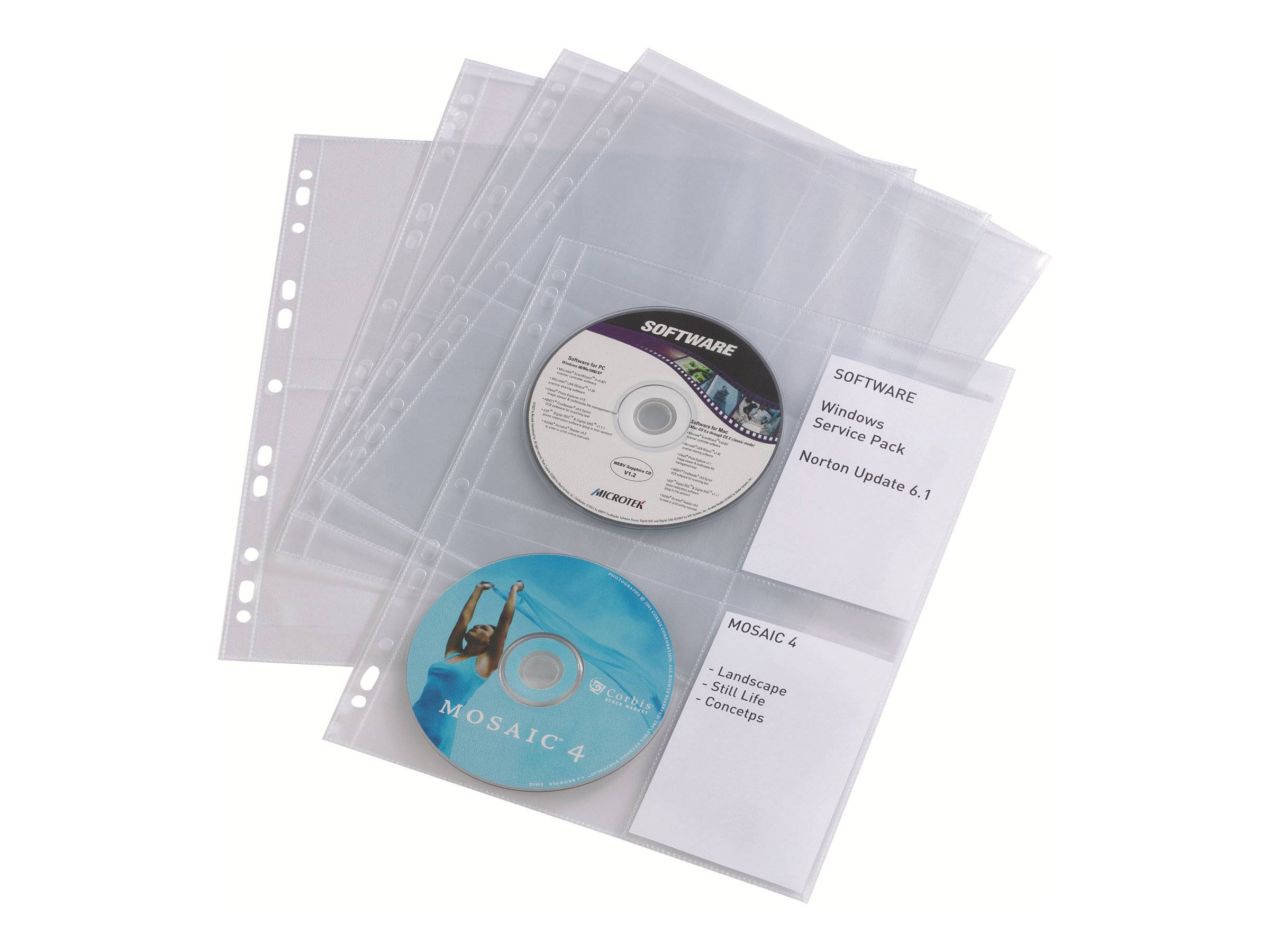 Duurzame cd/dvd-hoes, lichtgewicht, verpakking van 10 transparante hoesjes.-0