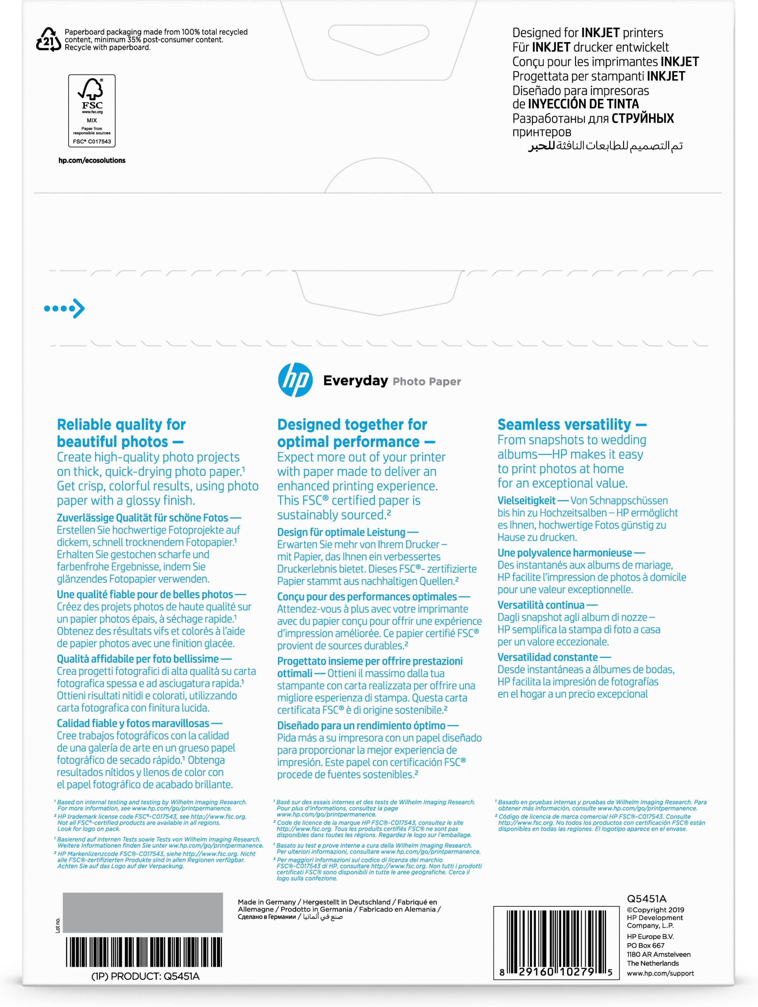 HP Fotopapier, Glans A 4 200 g, 25 Vel Q 5451 A-6