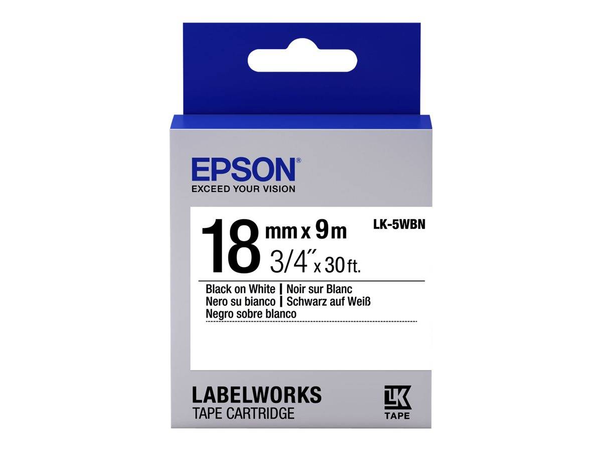 Epson LabelWorks LK-5WBN Labeltape - 18 mm breedte - Thermisch transfer - Wit-0