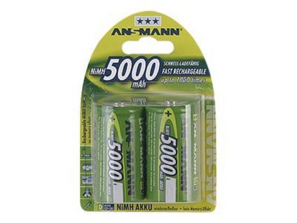 1x2 Ansmann maxE NiMH Accu Mono D 5000mAh - -5030922