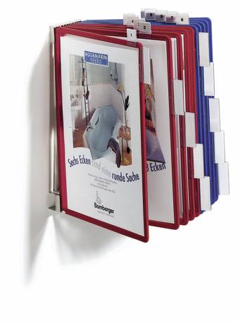 Duurzame wandhouder voor presentatieborden, grijs, voor 10 borden A4 73x322 mm-6