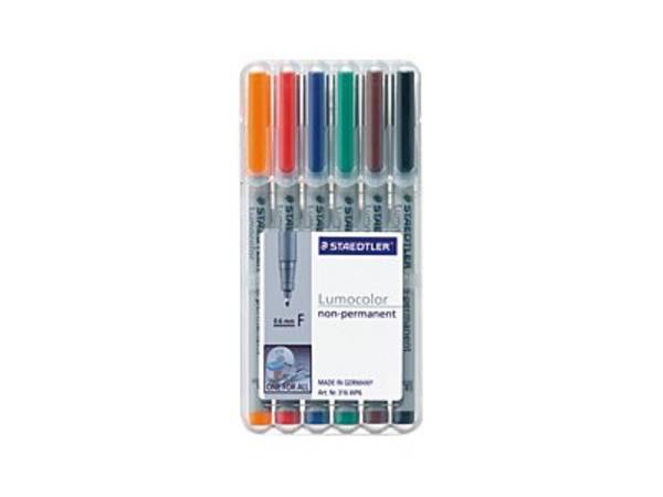 STAEDTLER foliepen Lumocolor F non-perm 6 stuks