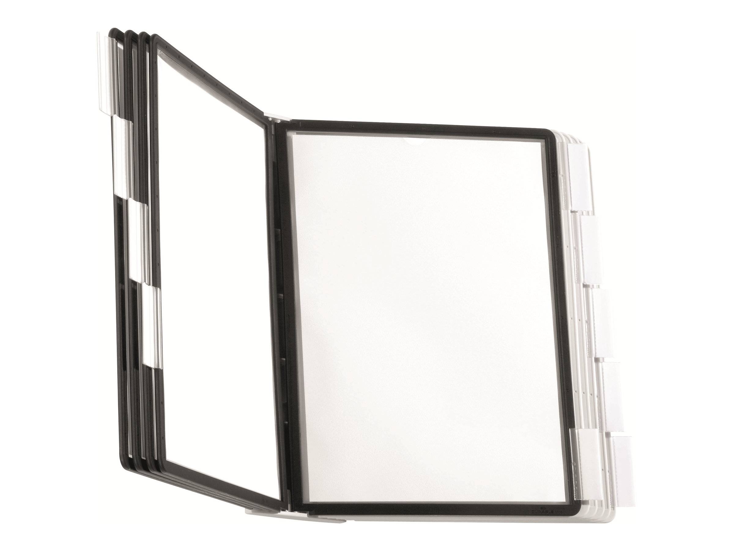 Wandhouder 10 zichtpanelen zwart/grijs polyamide met profielframef. DURABLE-0