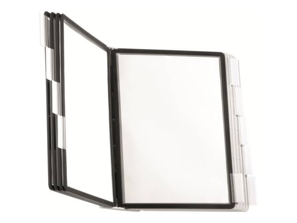 Wandhouder 10 zichtpanelen zwart/grijs polyamide met profielframef. DURABLE