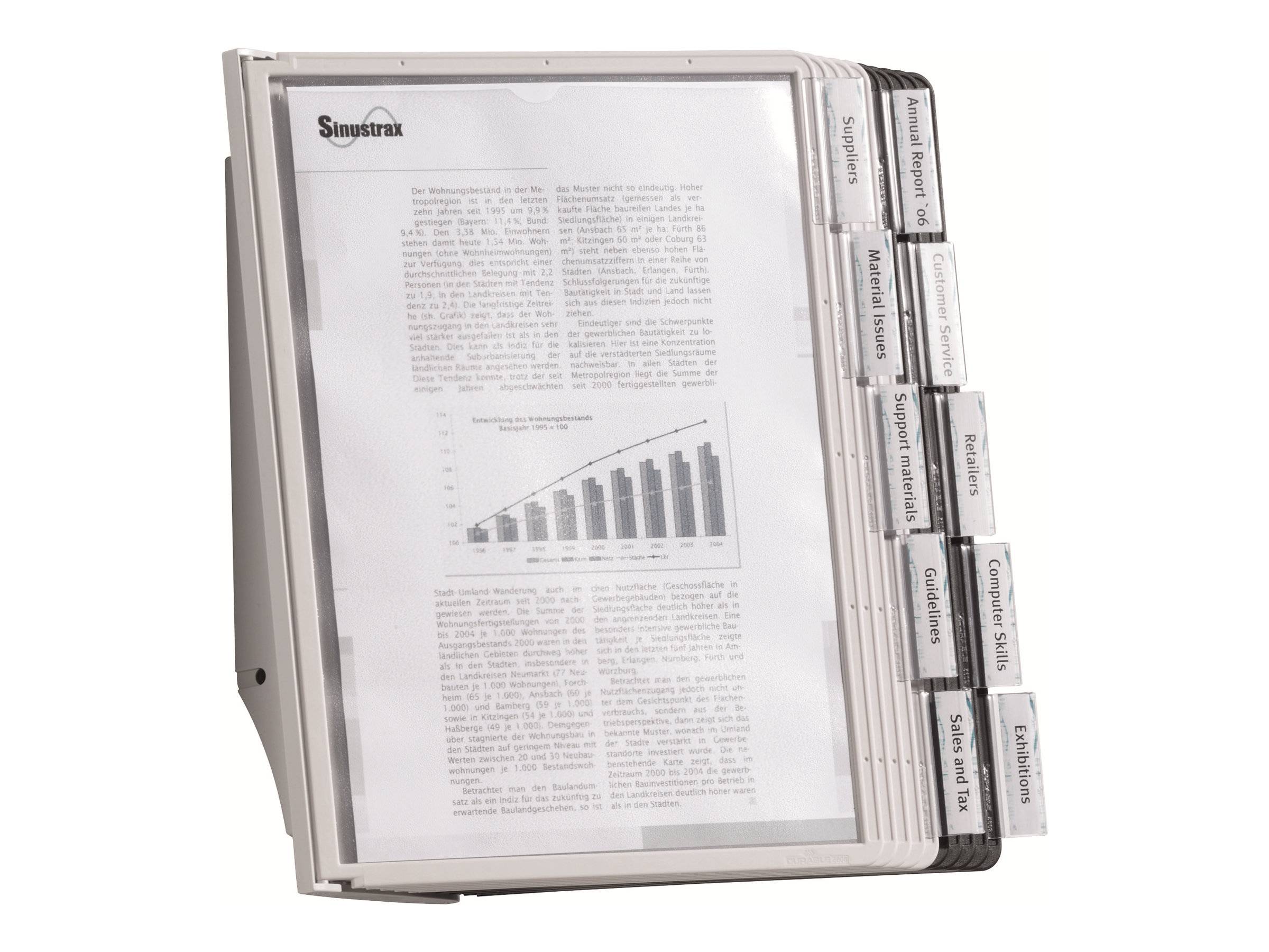 Wandhouder 10 zichtpanelen zwart/grijs polyamide met profielframef. DURABLE-6