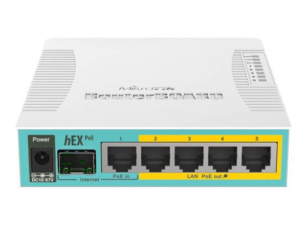 MikroTik 800MHz, 128MB, PoE, SFP, USB, 12-57V