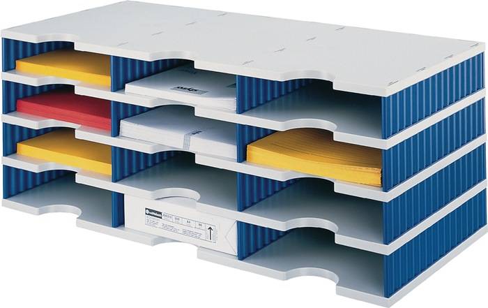 Sorteerrek Trio 15 vakken H363xB723xD331mm polystyreen grijs/blauw-1