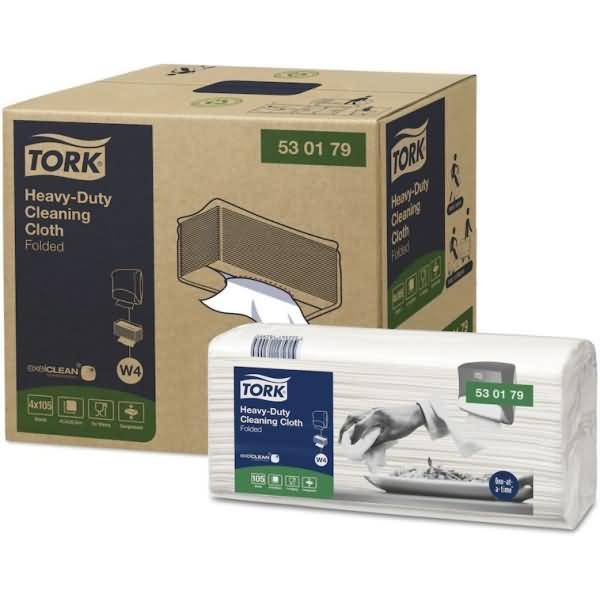 Reinigingsdoek Tork W4 Premium Heavy-Duty gevouwen 1-laags 4x105 vel wit 530179