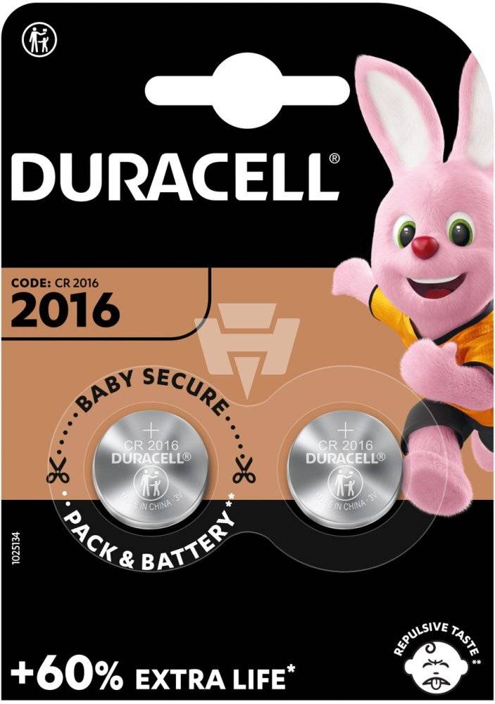 Duracell Knoopcel CR2016 3 V 2 stuk(s) 90 mAh Lithium Elektro 2016-1