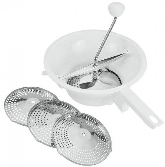 Metaltex Passeerzeef 24 cm + 3 Roestvrije Roosters Wit/RVS-1