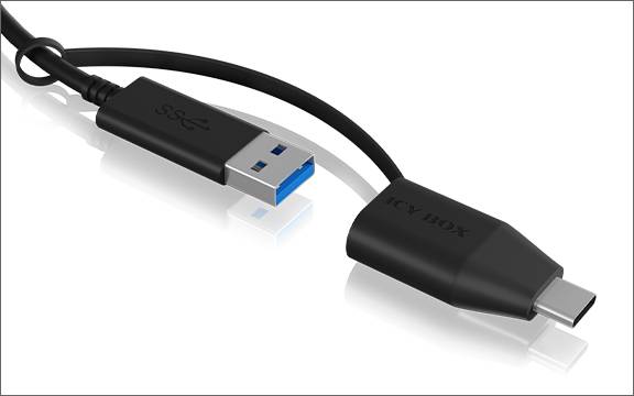 ICY BOX USB-kabel USB 3.2 Gen1 USB-C stekker, USB-A stekker, USB-B stekker 1 m Meerdere kleuren 60858-2