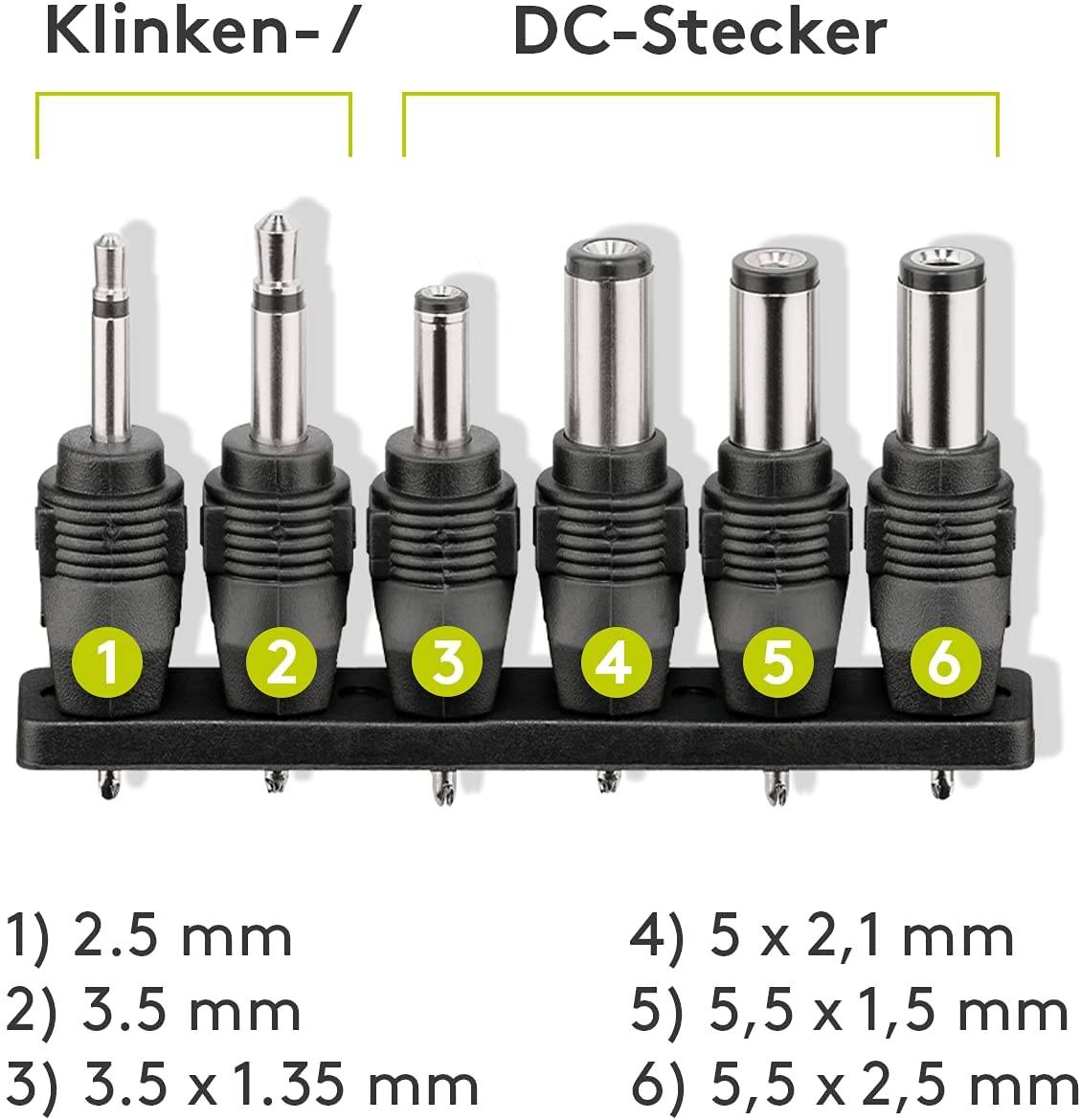 3 V - 12 V universele voeding incl. 6 DC adapters - max. 12 W en 1 A-2