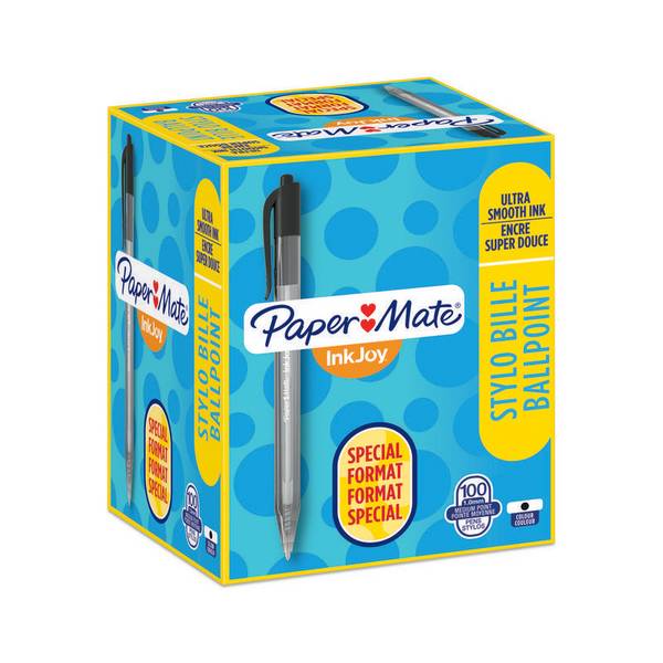 Klika Balpen Paper Mate Inkjoy 100RT zwart medium 80+20 gratis | 100 stuks | 100 stuks