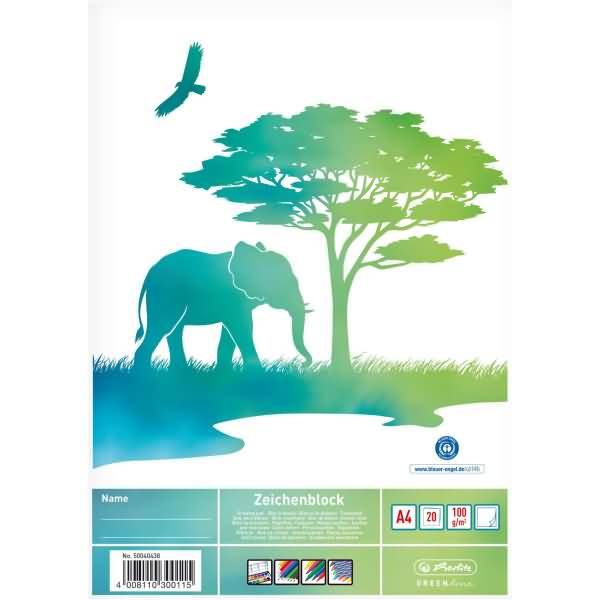 Herlitz GREENline olifantenpapierblok voor handwerk, 20 vel