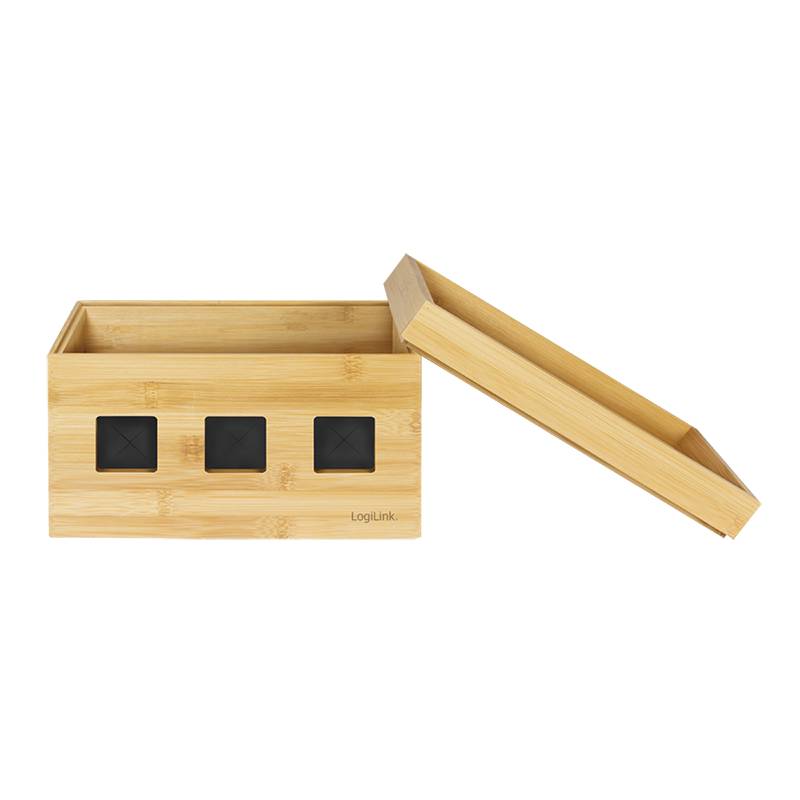 LogiLink kabelbox bamboe 255x140x165mm-1
