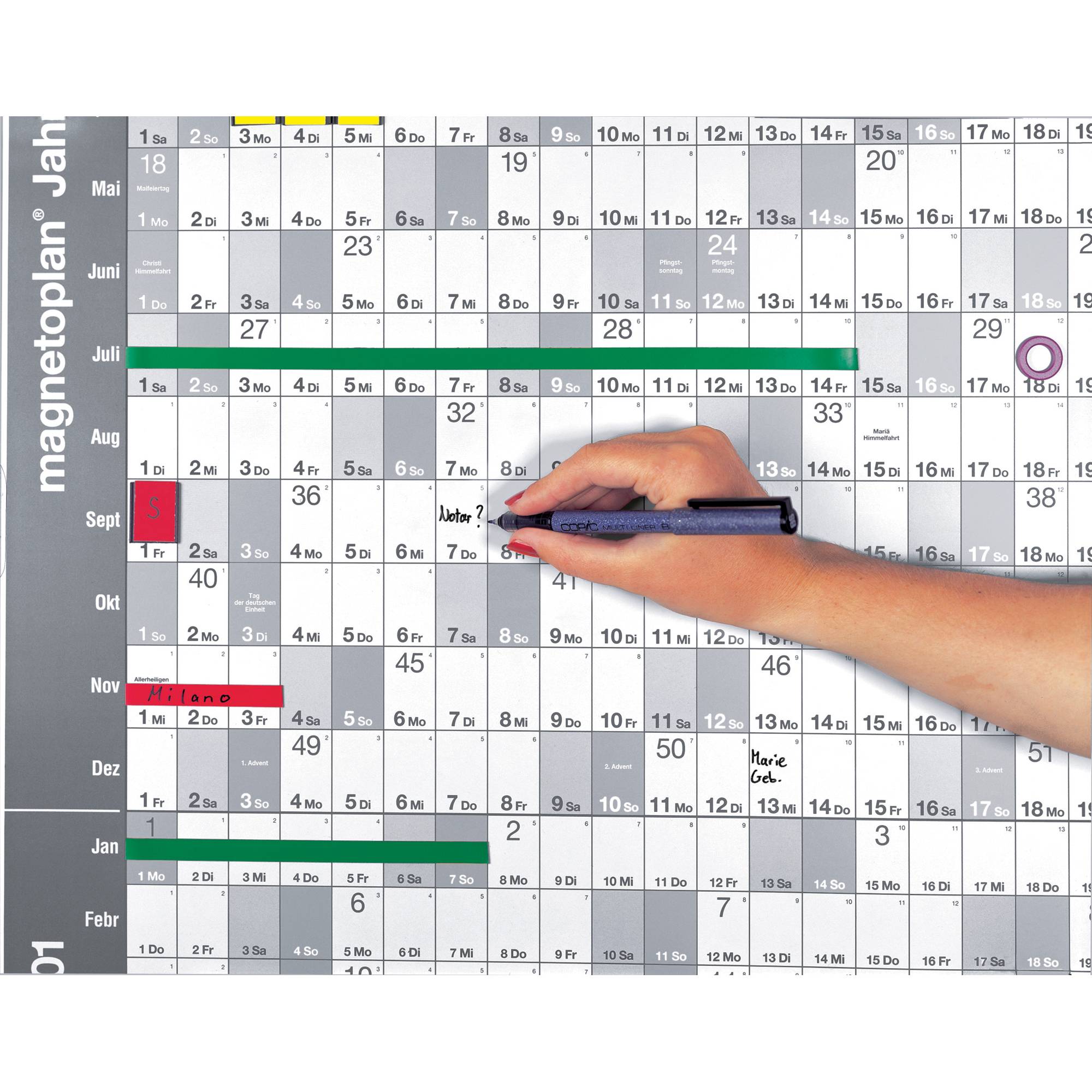 Magnetoplan Jaarlijkse planner CC Permanent - 90x60cm - met kalenderstrepen - aluminium frames-1