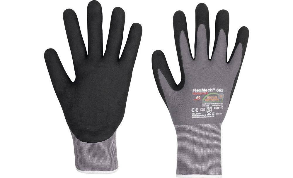 Handschoen FlexMech 663 maat 10 grijs/zwart nylon/elastaan/nitrilschuim EN 388 P