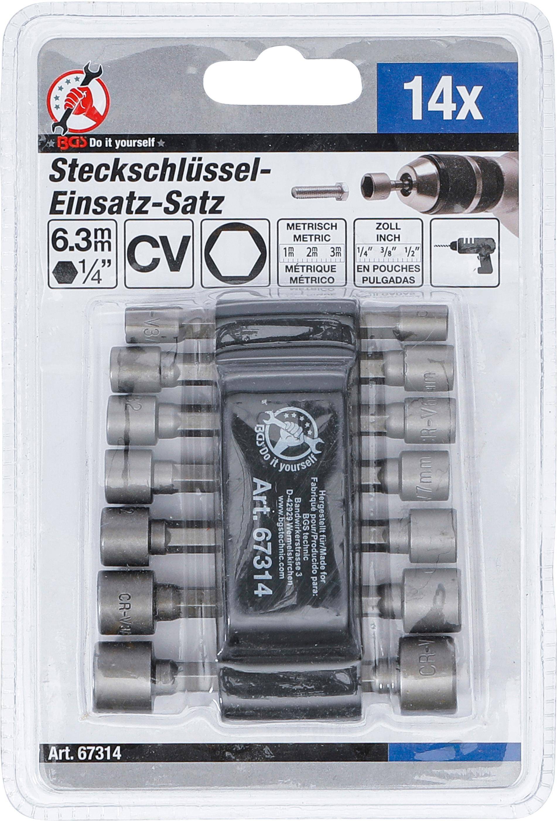 BGS Dopsleutelbitset - 1/4" buitenzeskant - metrisch + inchmaat - 14 delig-2