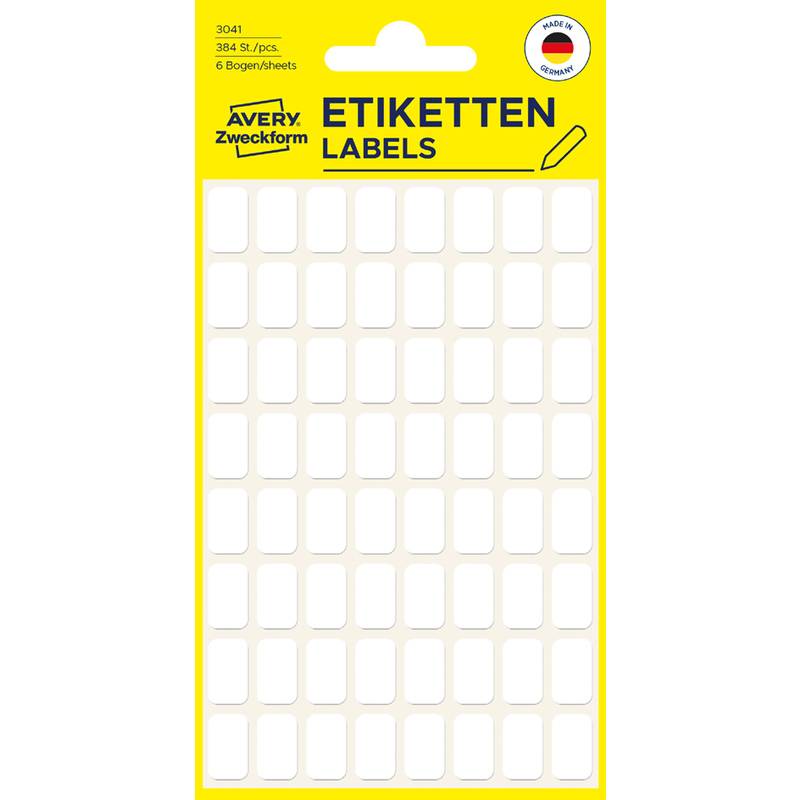 Avery-Zweckform 3041 Universele etiketten 13 x 8 mm Wit 1 stuk(s) Handschriften