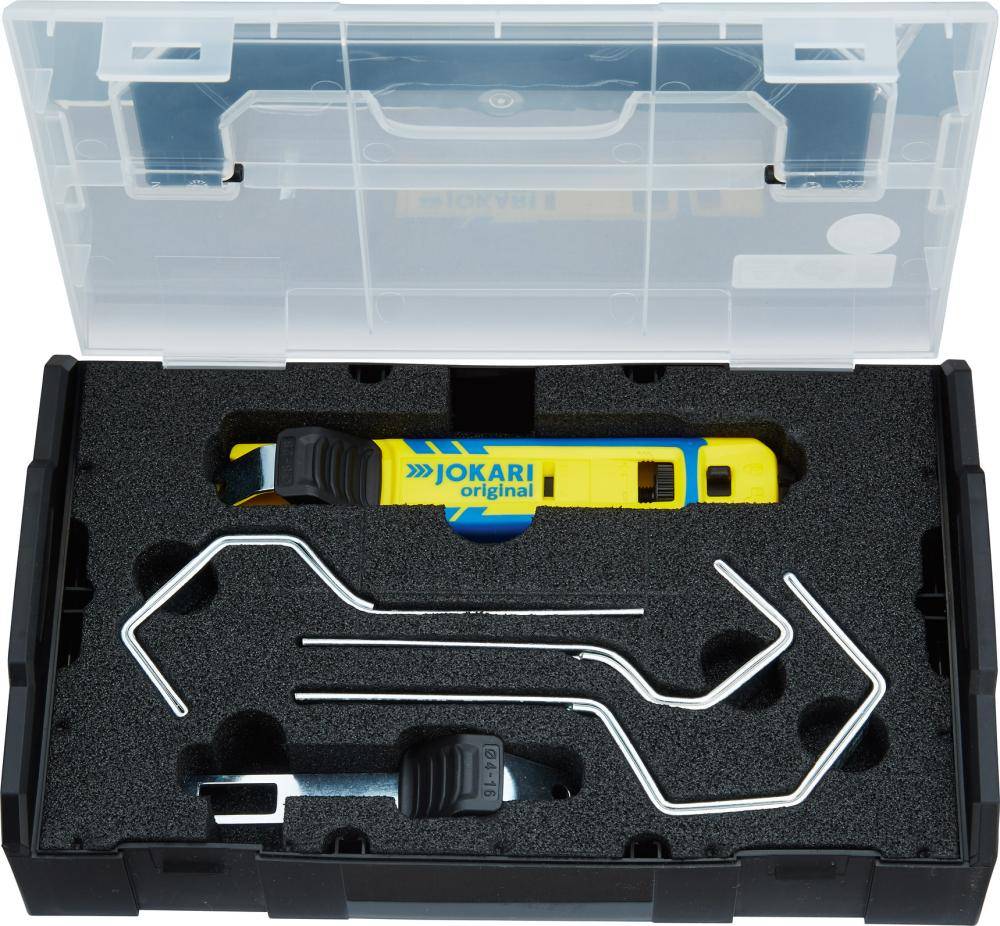 Jokari JOK71000 Kabelmes Set – Voor Ronde Kabels 4-70 mm – Modulaire Beugels – Kijkvenster – 5 Messen – Professioneel