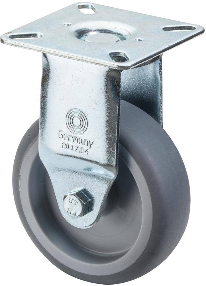 BS Rollen Bokwiel 75Mm Rubber Grijs