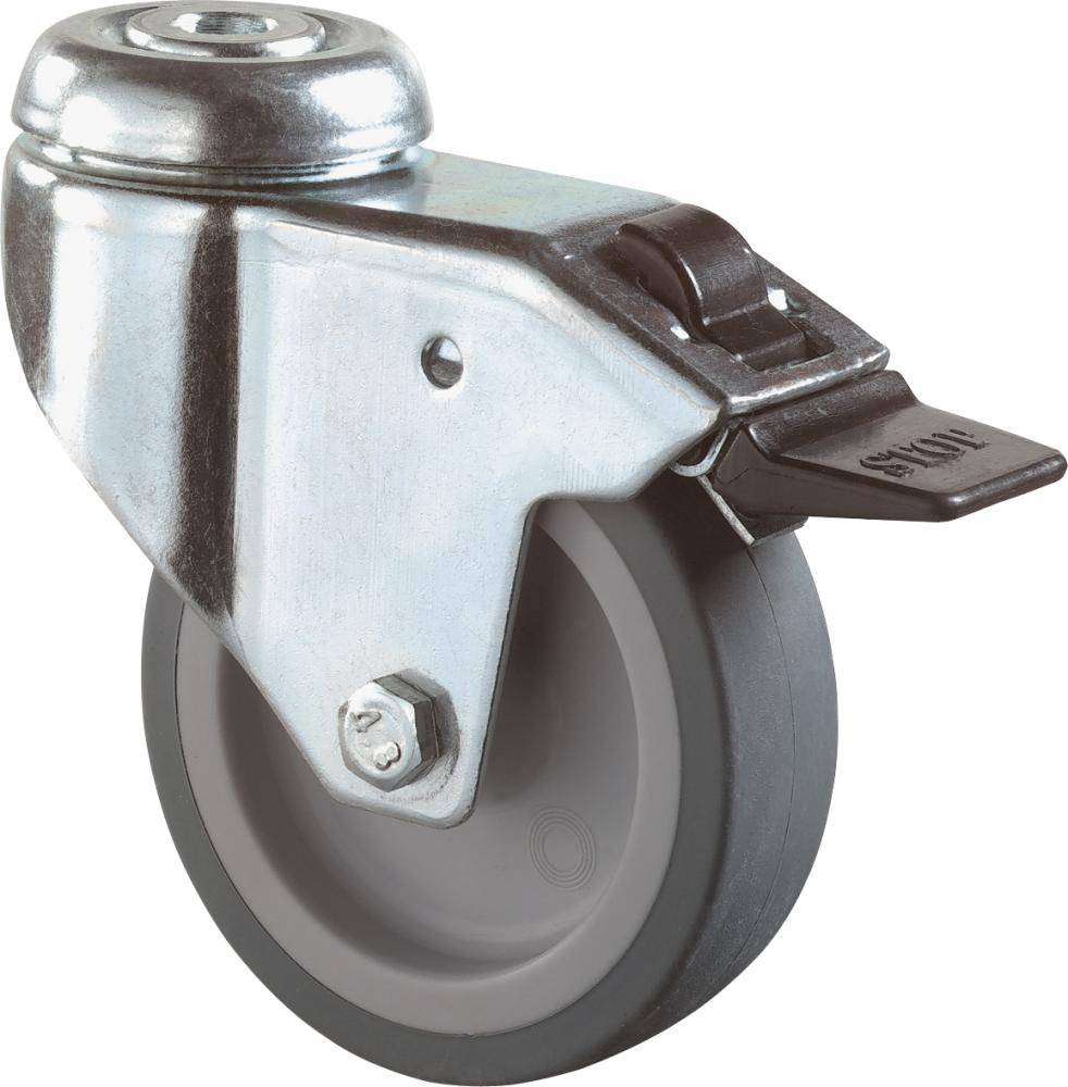 BS Rollen Zwenkwiel 125Mm Rubber Grijs M/Rem-0