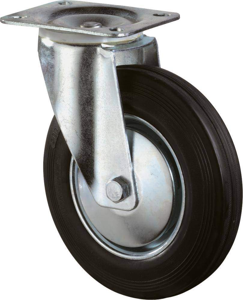 BS Rollen Zwenkwiel 200Mm Rubber Zwart-0