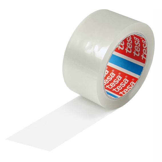 PP kleefband, 50 mm breed x 66 strekkende meter, dikte 52 µ, stil, transparant, tesa 4024-0
