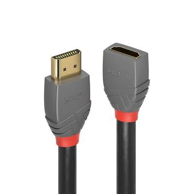 LINDY HDMI Verlengkabel HDMI-A stekker, HDMI-A bus 2.00 m Antraciet, Zwart, Rood 36477 Vergulde steekcontacten HDMI-kabe