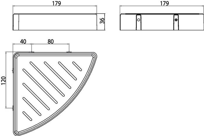 Loft, hoekkorf, uitneembaar inzetstuk wit, 179x179x36mm, chroom-1