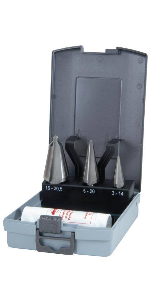 Blikboren-set 3-14 / 5-20 / 16-30,5 mm HSS 4 delig ABS-kunststof cassette RUKO