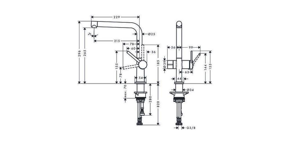 HG Talis M54 1-gr kmk 270 met stkr vaatwasser rvs-look-2