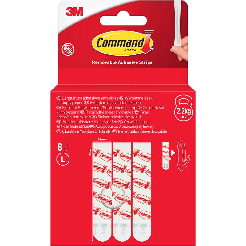 Command 4064035175368 Command - kleefstrips, large, wit, blister van 8 stuks-0